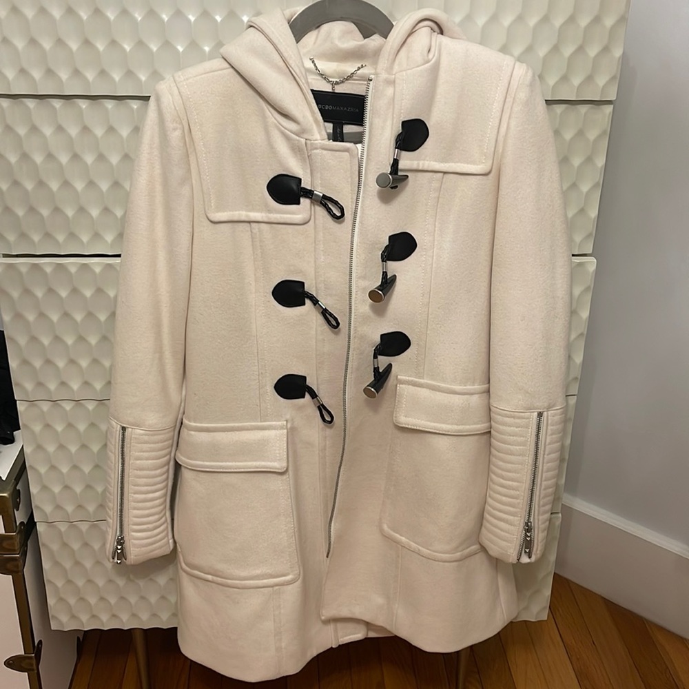 BCBG WOOL TRENCH COAT WHITE
